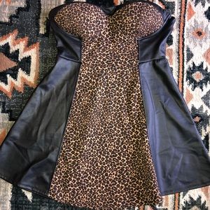 leather and cheetah dress